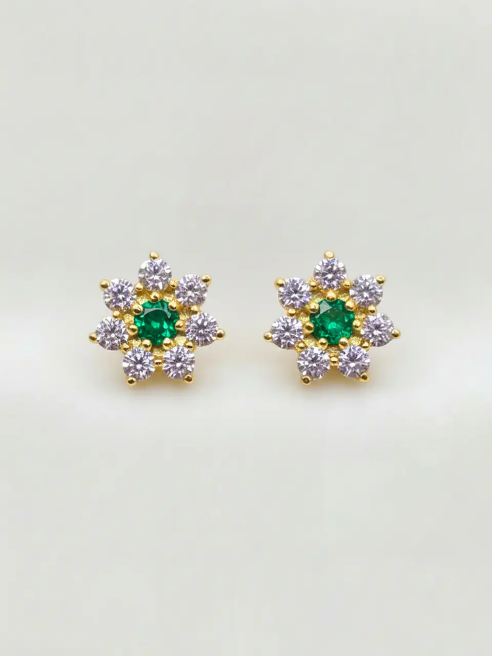 Aros Roseta Esmeraldas y Circones Grande Oro 18k 1