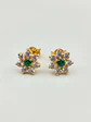 Aros Roseta Esmeraldas y Circones Grande Oro 18k - Miniatura 3