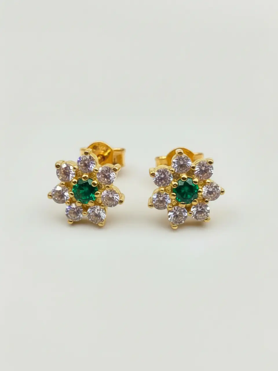 Aros Roseta Esmeraldas y Circones Grande Oro 18k 3