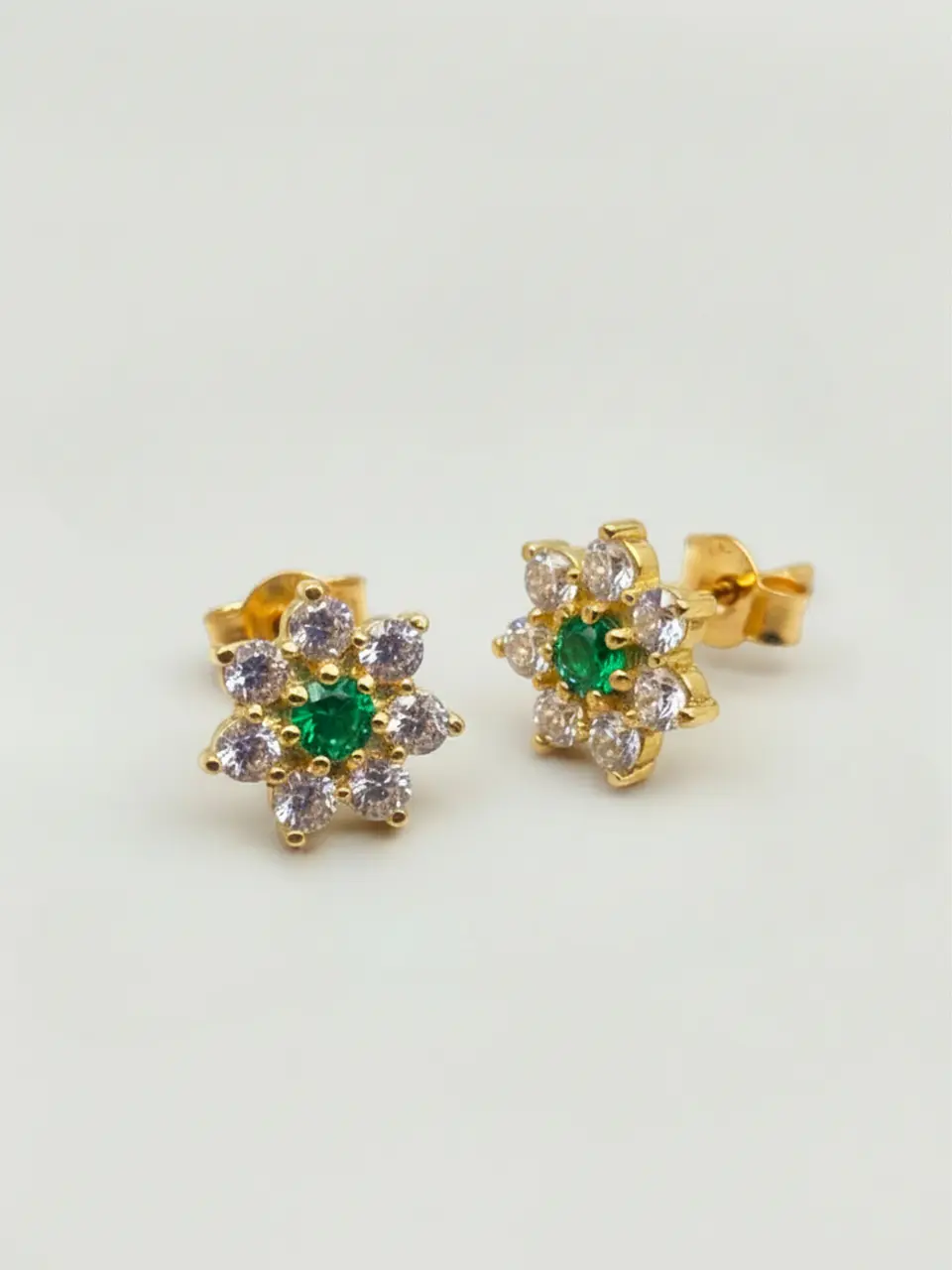 Aros Roseta Esmeraldas y Circones Grande Oro 18k 5