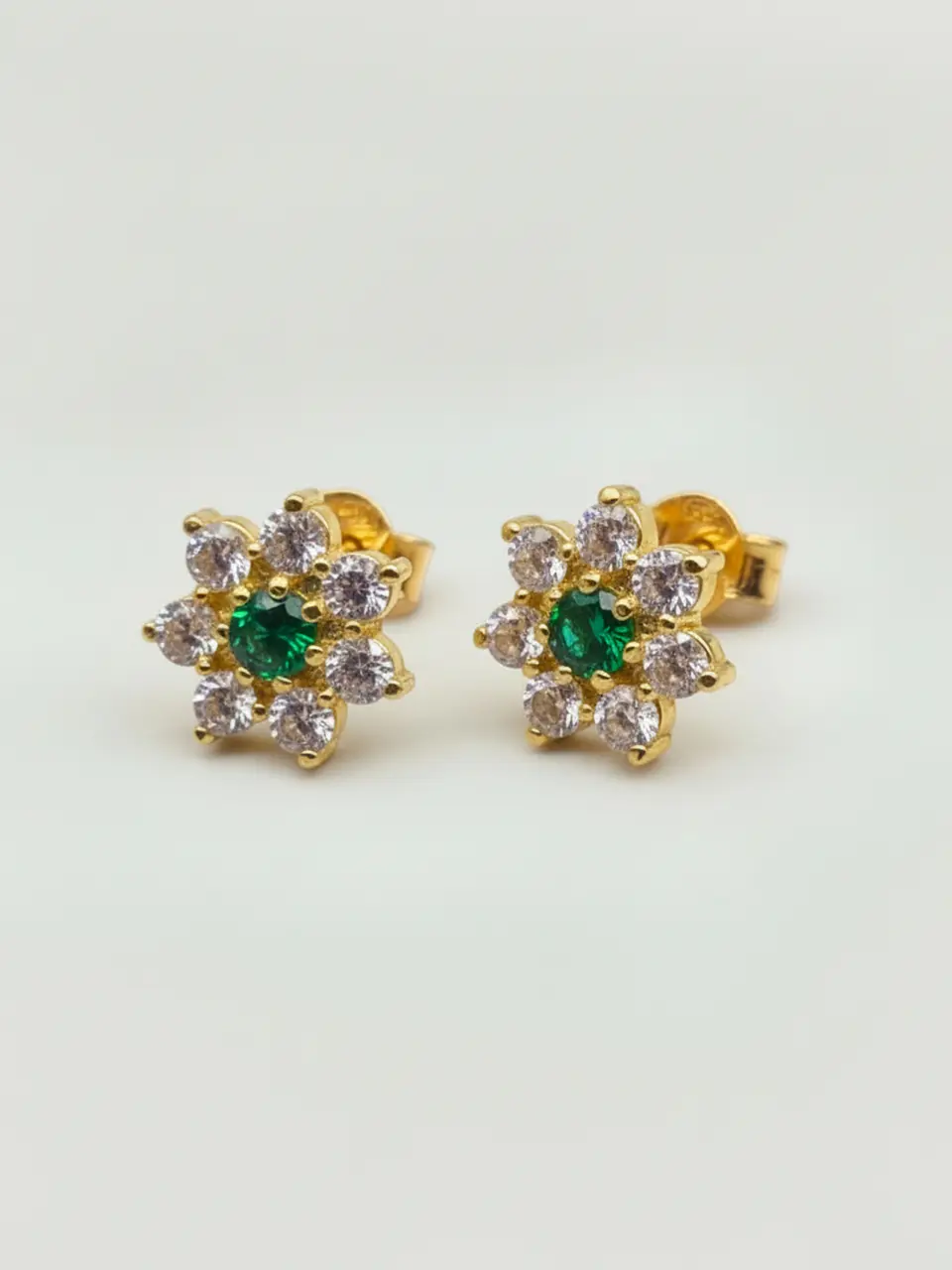 Aros Roseta Esmeraldas y Circones Grande Oro 18k 4