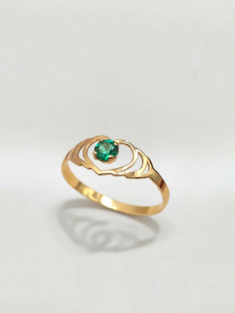 Anillo siluetas de corazones esmeralda Oro 18k