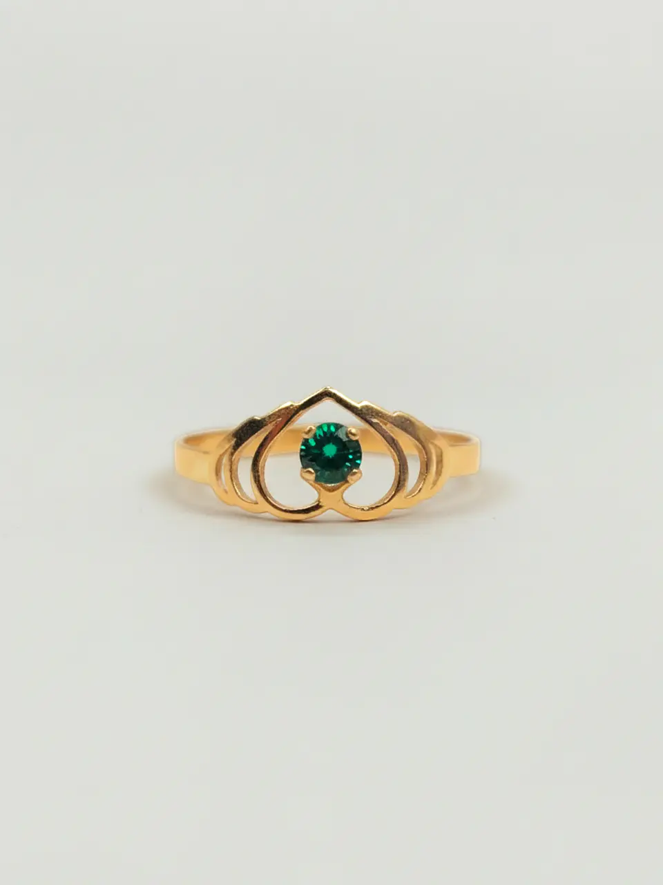 Anillo siluetas de corazones esmeralda Oro 18k 3