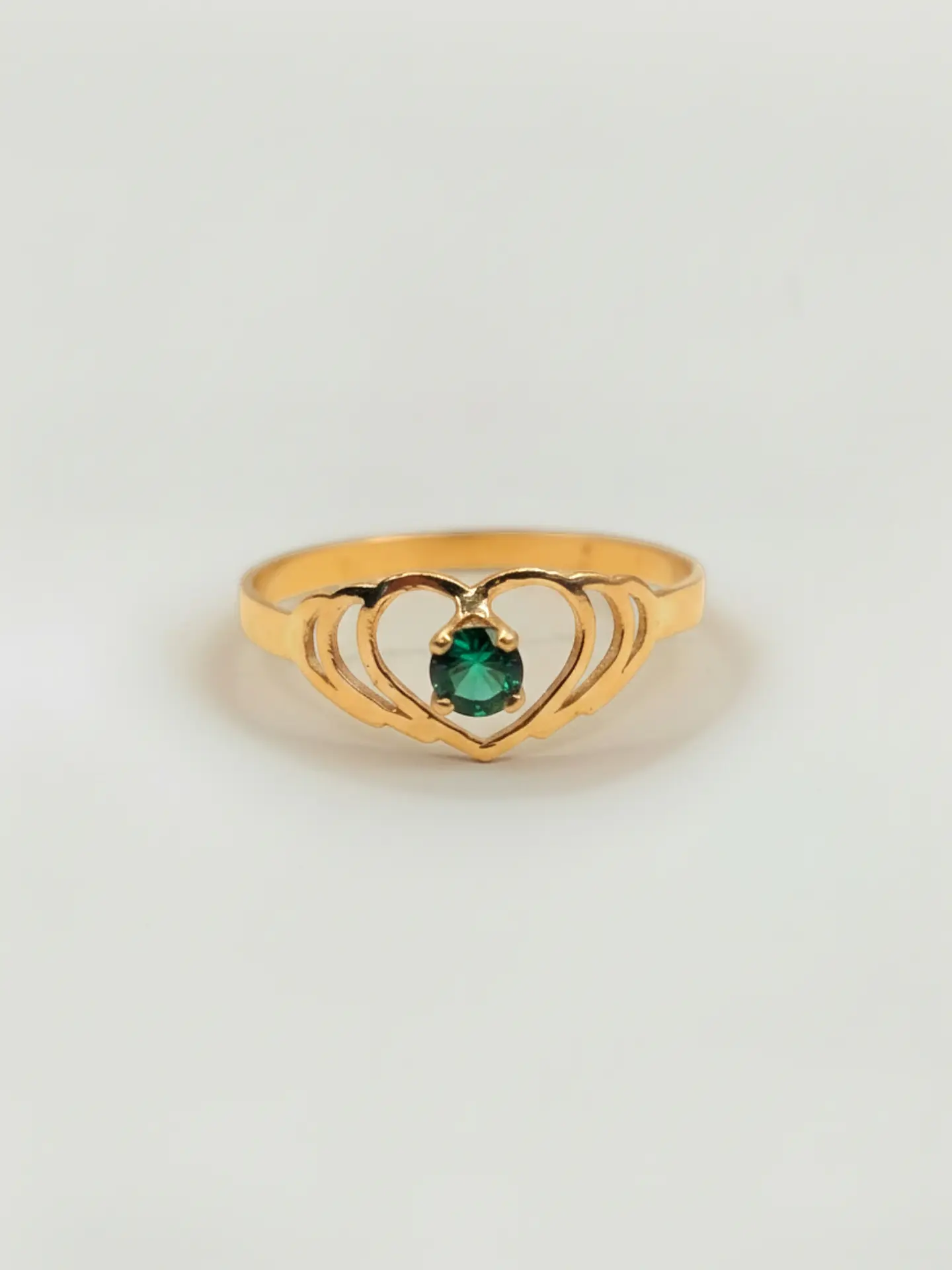Anillo siluetas de corazones esmeralda Oro 18k 4