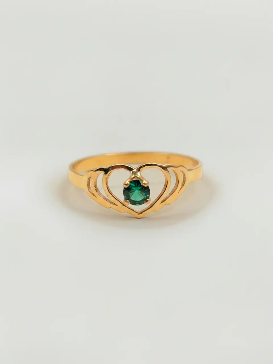 Anillo siluetas de corazones esmeralda Oro 18k 4
