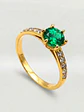 Anillo Solitario Cintillo Gala de Esmeralda y Circones Oro 18k - Miniatura 3