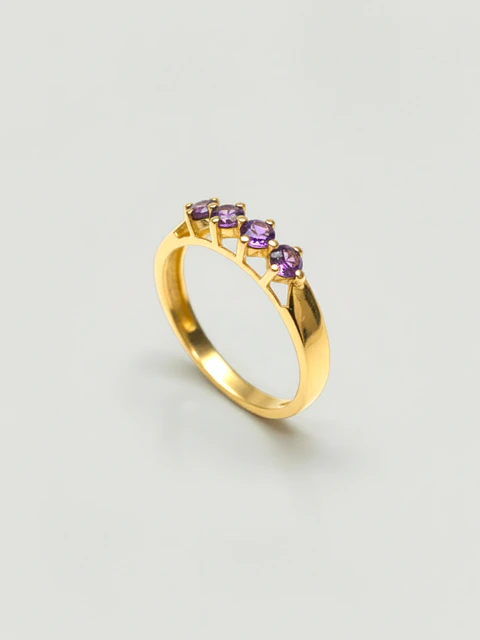 Anillo Medio Cintillo Mística Amatista  Oro 18k