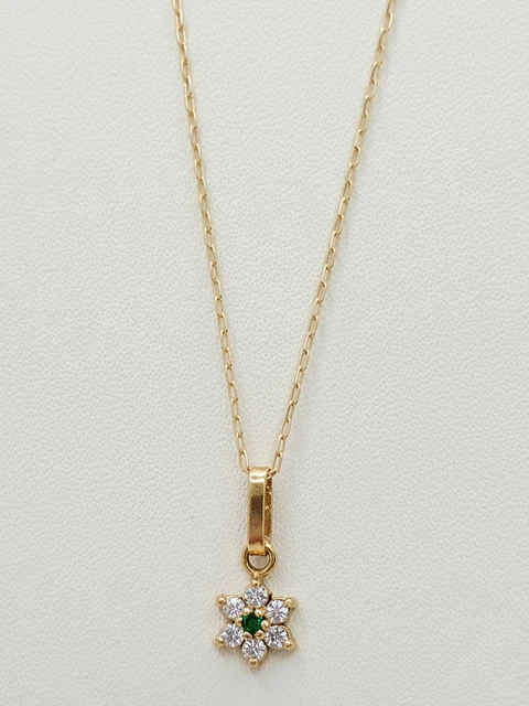 Cadena Roseta Esmeralda y Circones Oro 18k