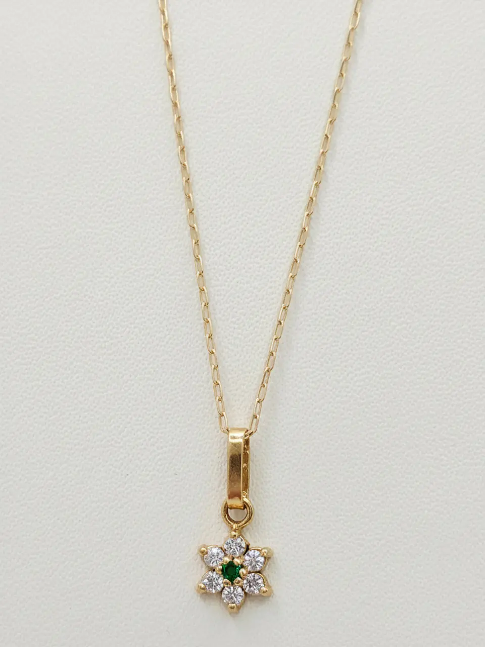 Cadena Roseta Esmeralda y Circones Oro 18k 2