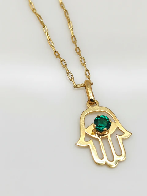 Cadena Mano de Fátima Sagrada Esmeralda