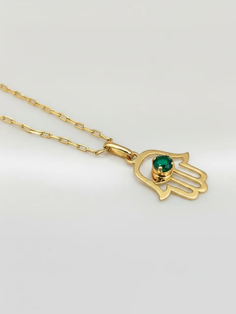 Cadena Mano de Fátima Sagrada Esmeralda