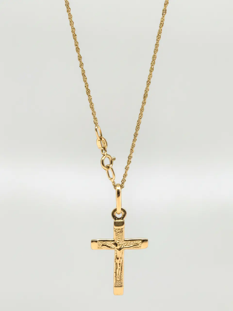 Cadena Singapur colgante cruz cristo oro italiano 18k 1