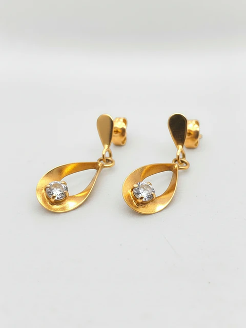 Aros Gota Brillo de Circón Oro 18k