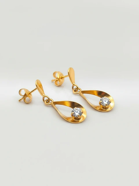 Aros Gota Brillo de Circón Oro 18k