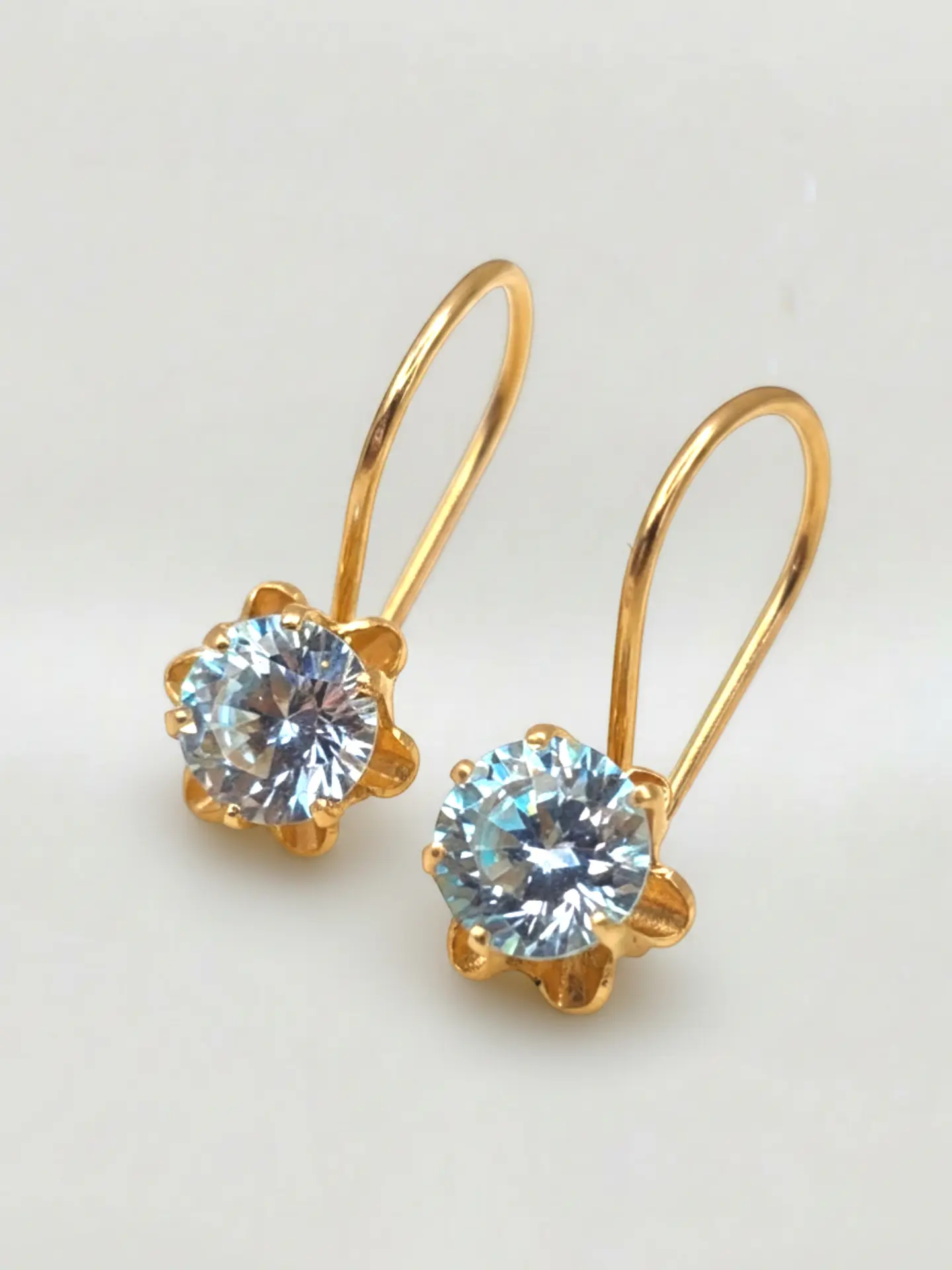 Aros Chatón Italiano Gancho Aguamarina Oro 18k 3