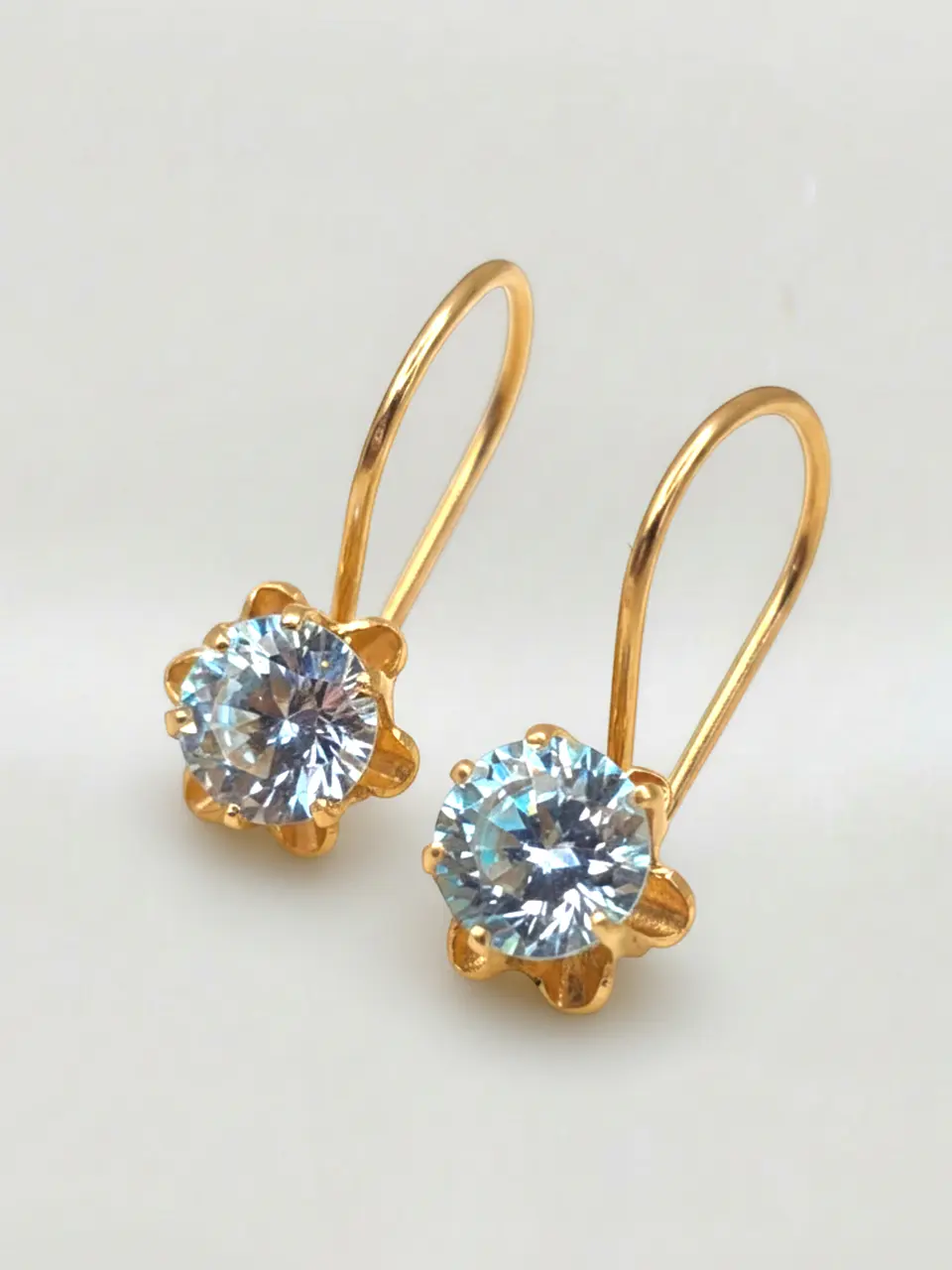 Aros Chatón Italiano Gancho Aguamarina Oro 18k 3