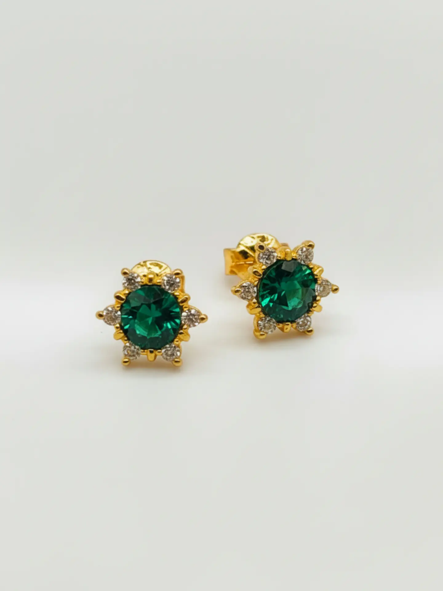 Aros Roseta Jardín de Esmeralda y Circones Grande Oro 18k 2
