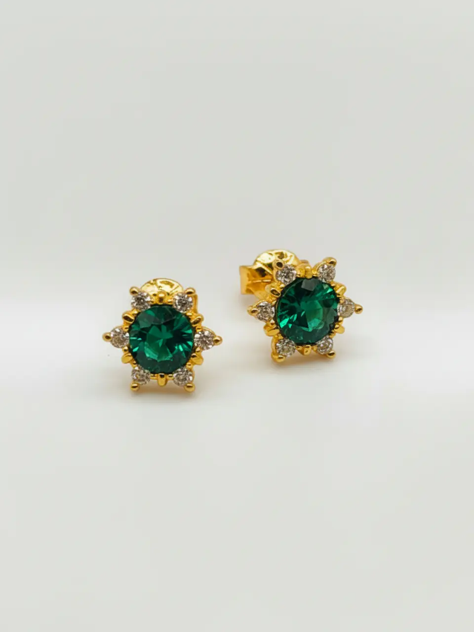 Aros Roseta Jardín de Esmeralda y Circones Grande Oro 18k 2