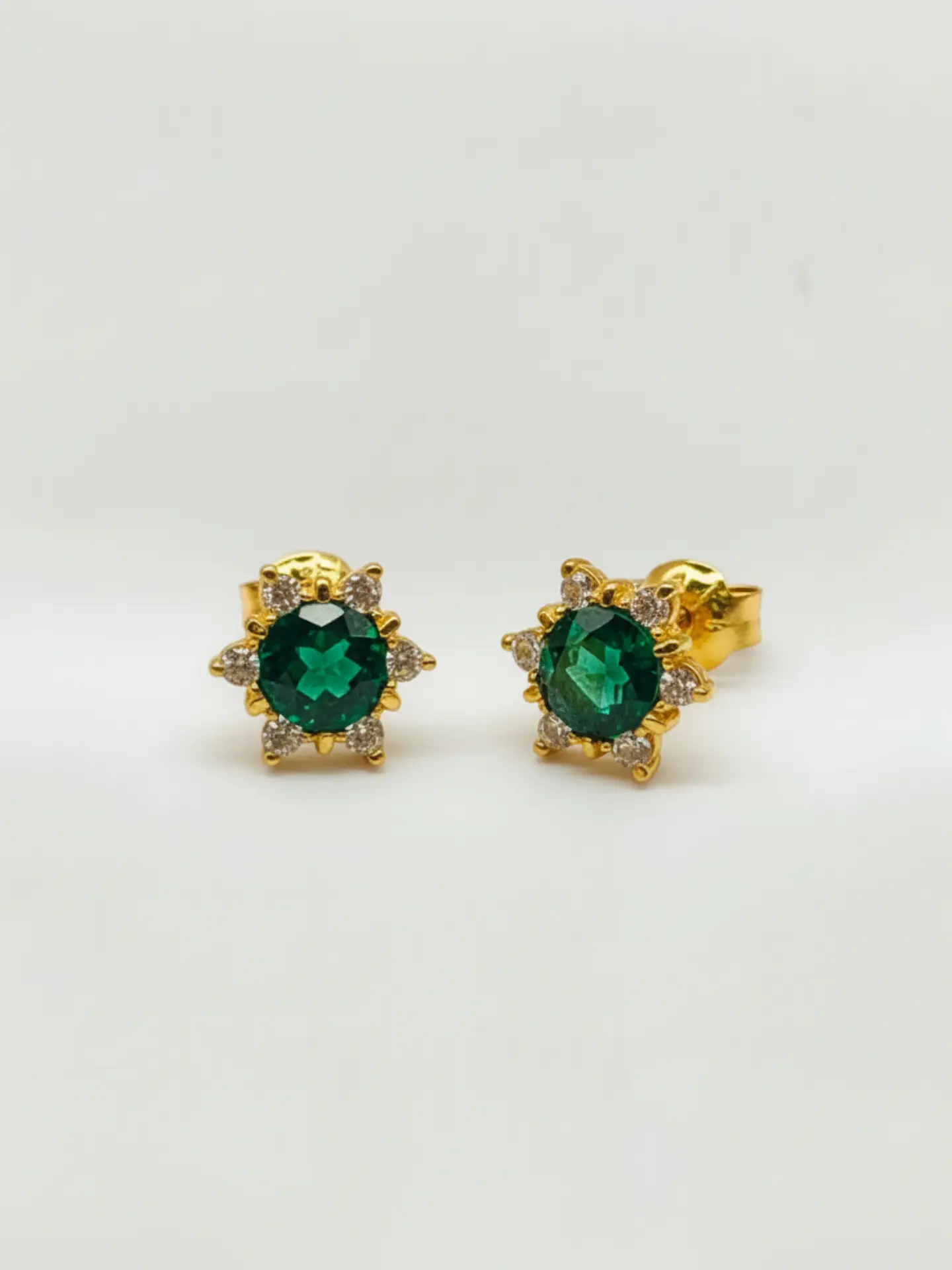 Aros Roseta Jardín de Esmeralda y Circones Grande Oro 18k 3