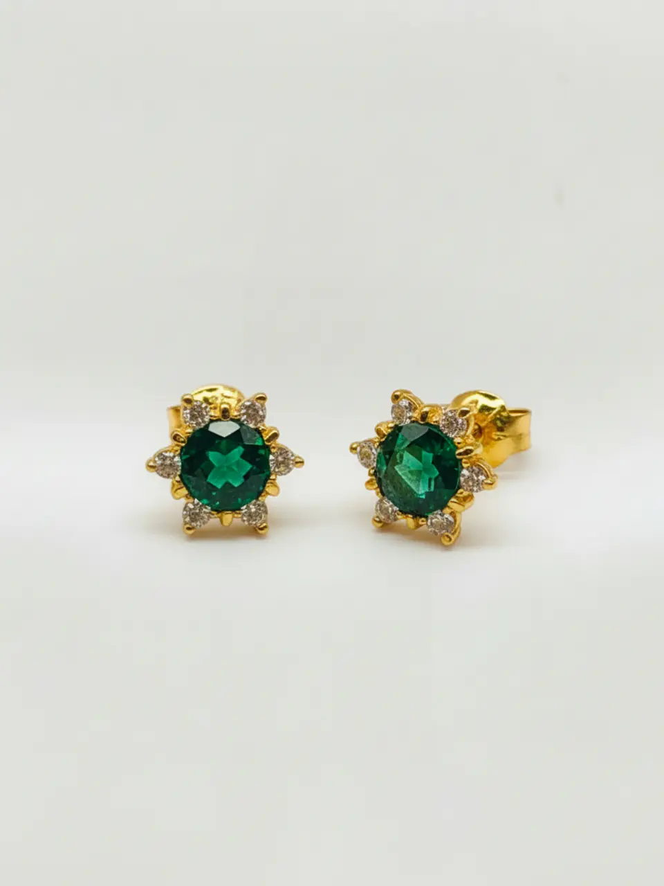 Aros Roseta Jardín de Esmeralda y Circones Grande Oro 18k 3