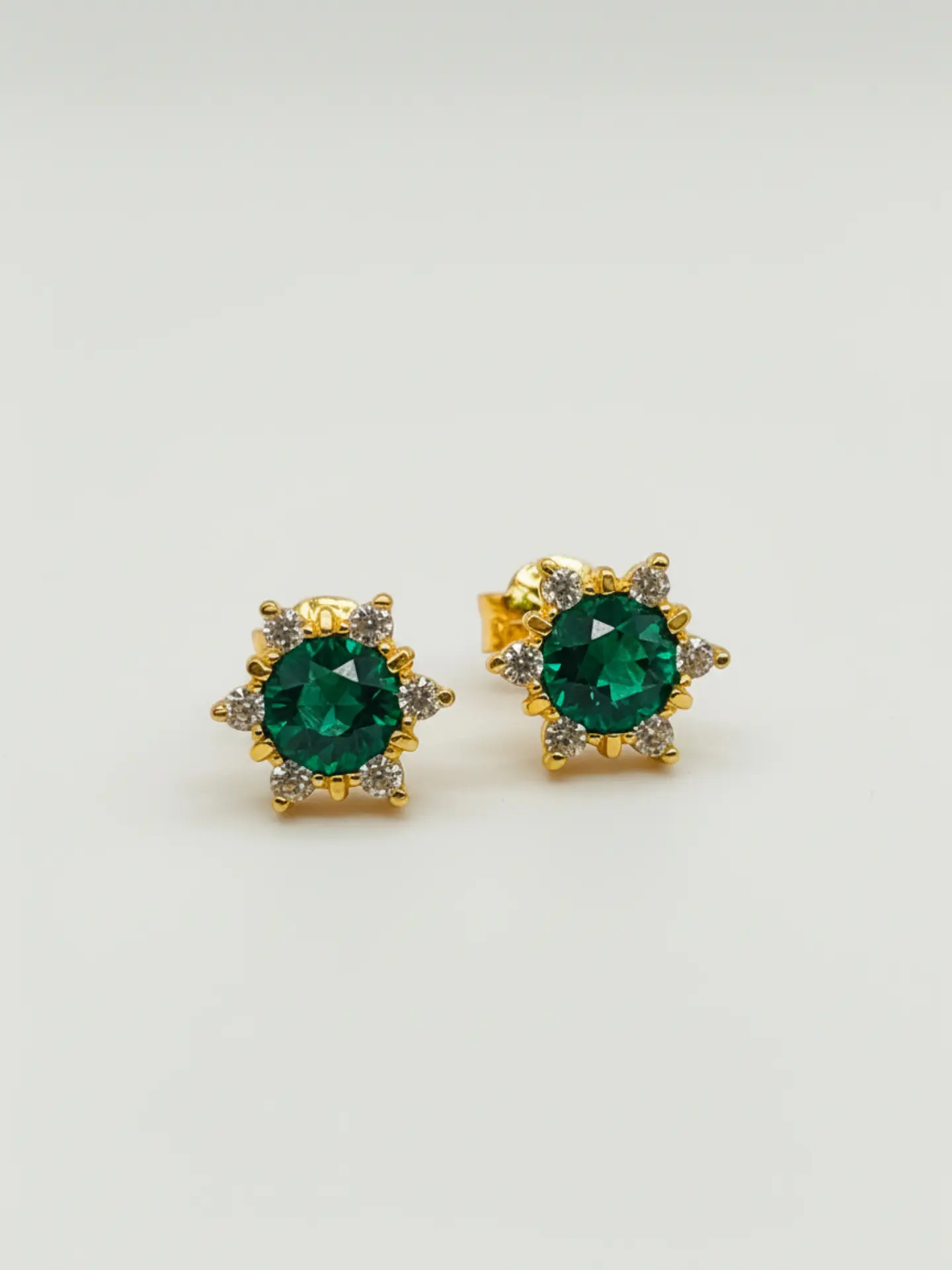 Aros Roseta Jardín de Esmeralda y Circones Grande Oro 18k 4