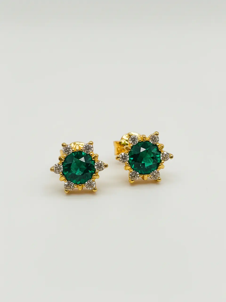 Aros Roseta Jardín de Esmeralda y Circones Grande Oro 18k 4