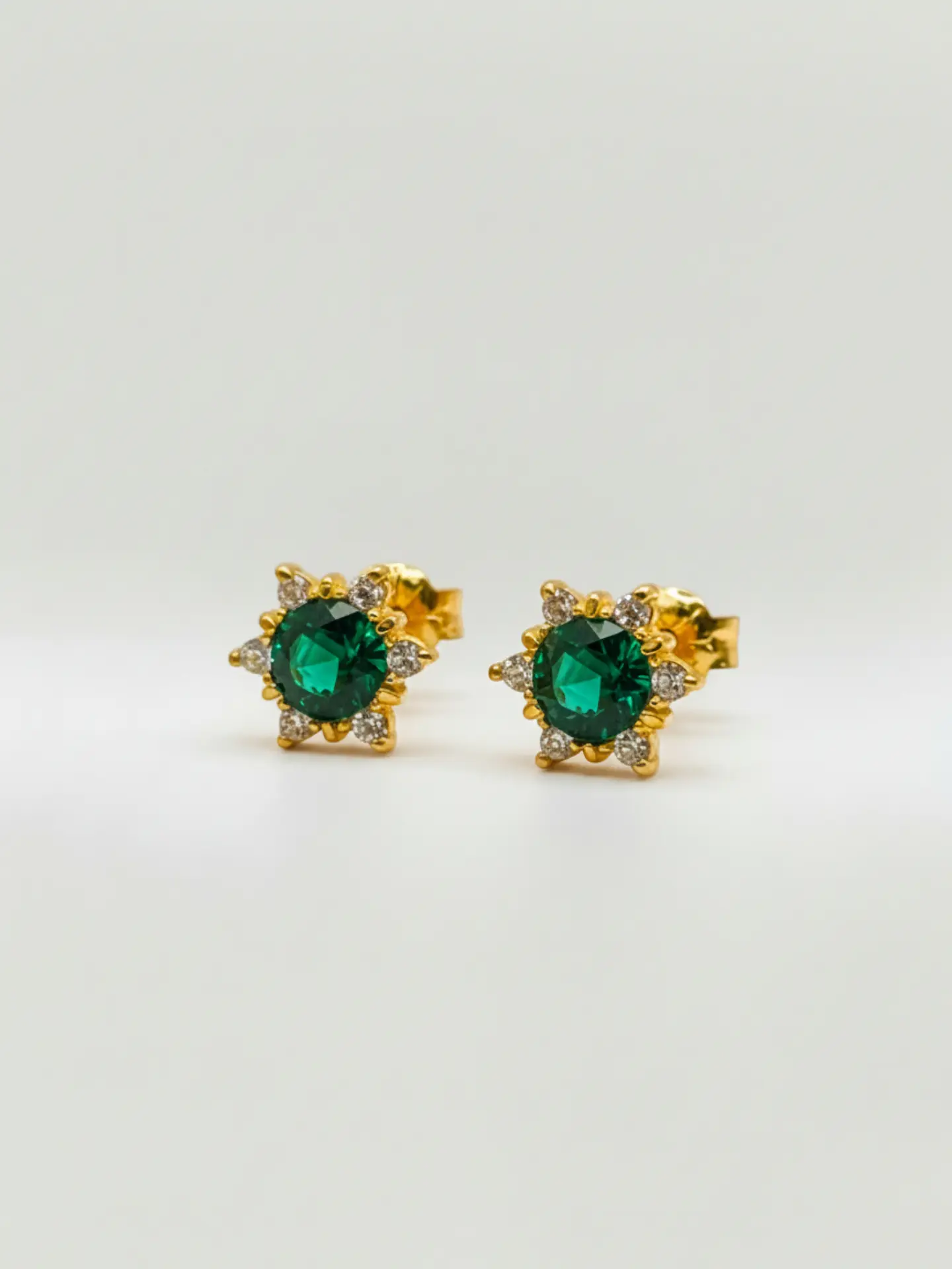 Aros Roseta Jardín de Esmeralda y Circones Grande Oro 18k 1