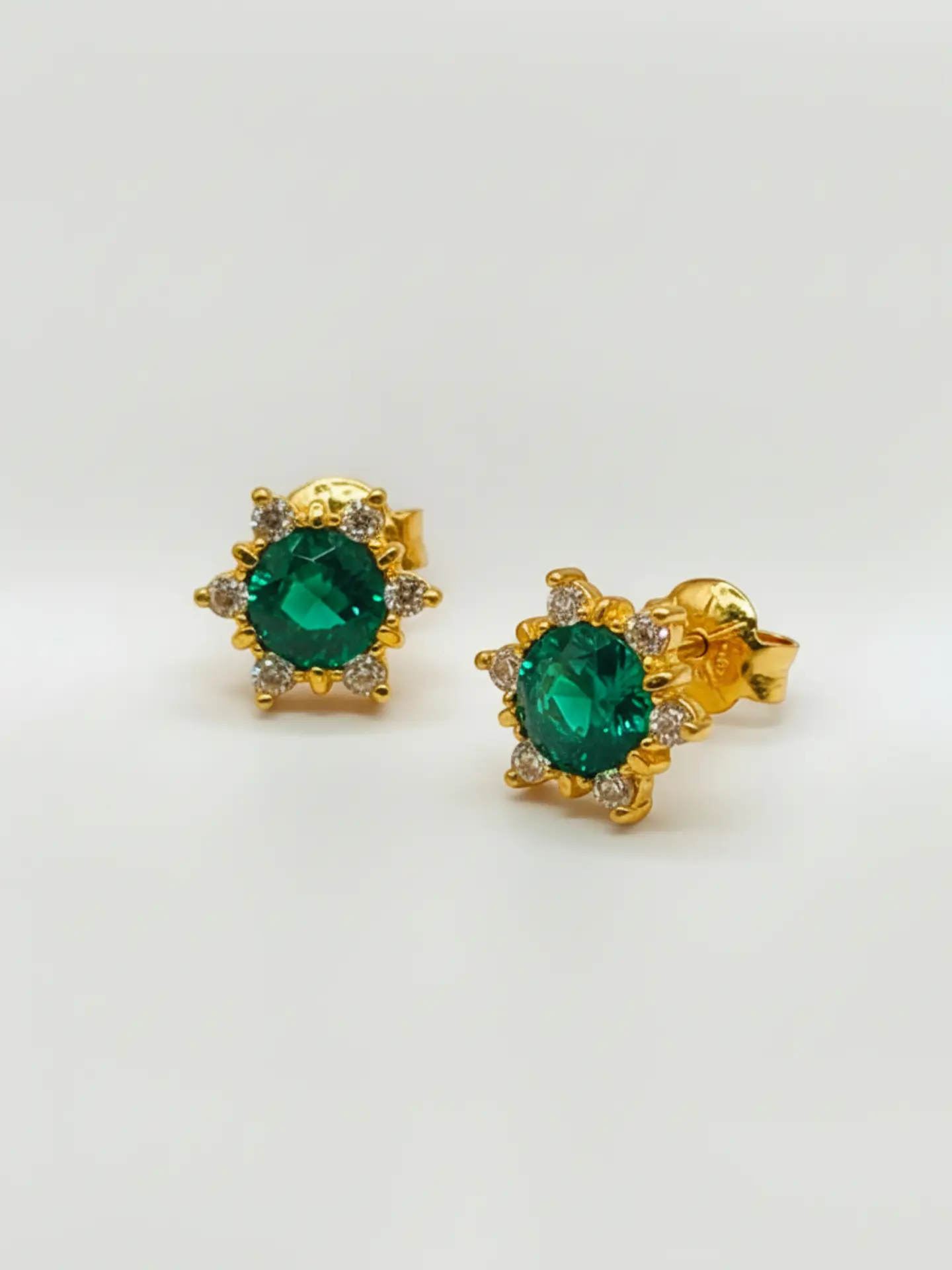 Aros Roseta Jardín de Esmeralda y Circones Grande Oro 18k 5