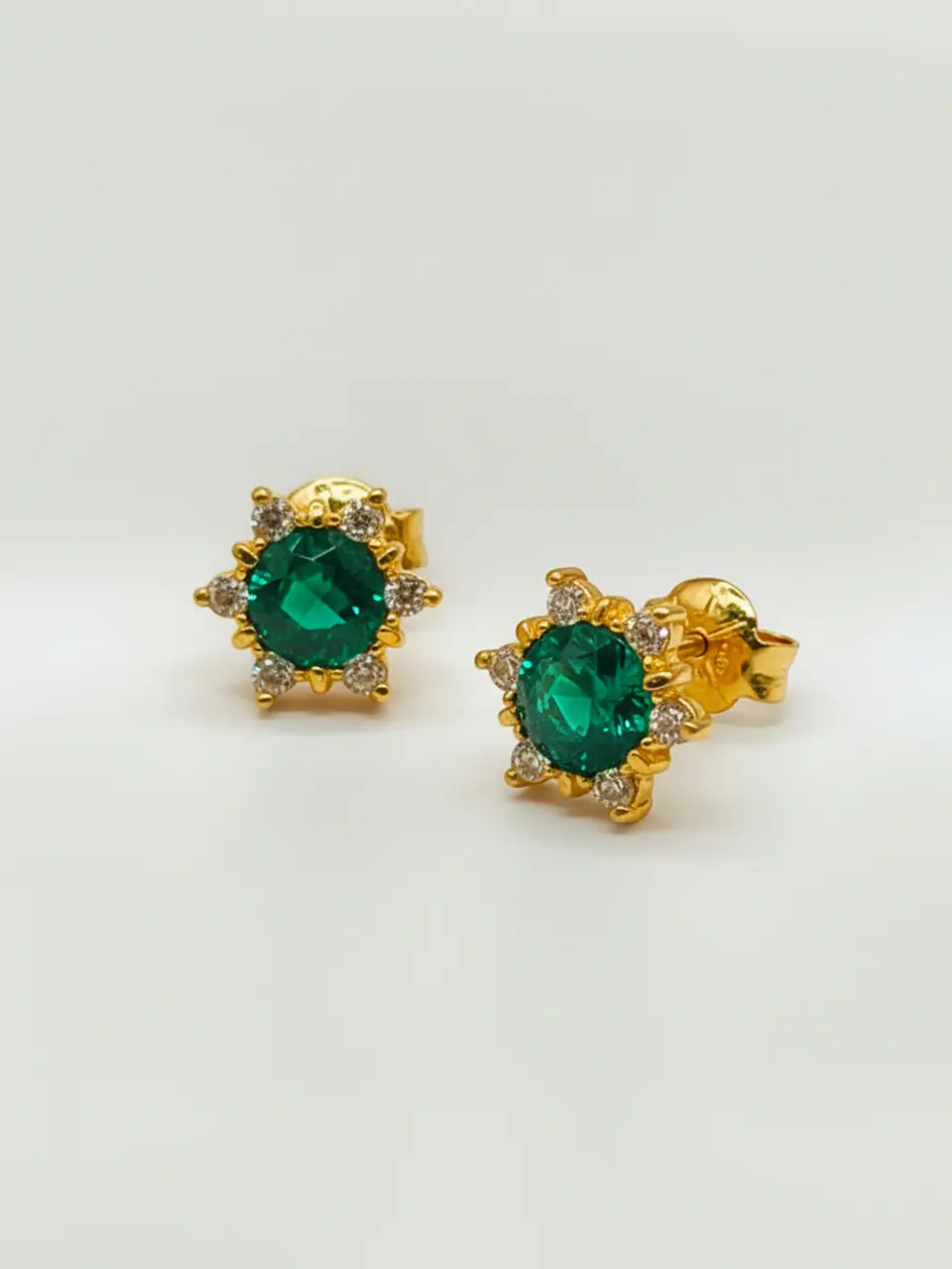 Aros Roseta Jardín de Esmeralda y Circones Grande Oro 18k 5
