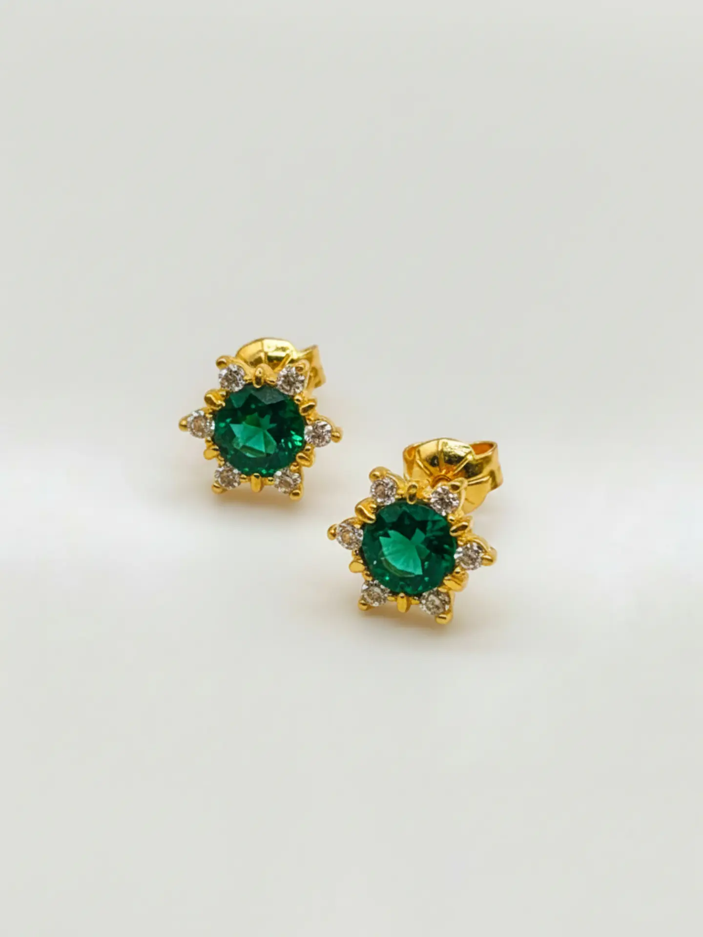 Aros Roseta Jardín de Esmeralda y Circones Grande Oro 18k 6