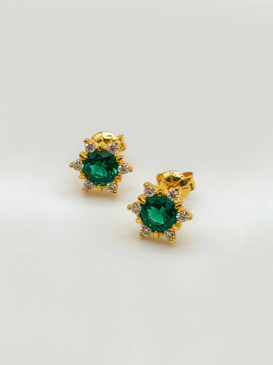 Aros Roseta Jardín de Esmeralda y Circones Grande Oro 18k 6
