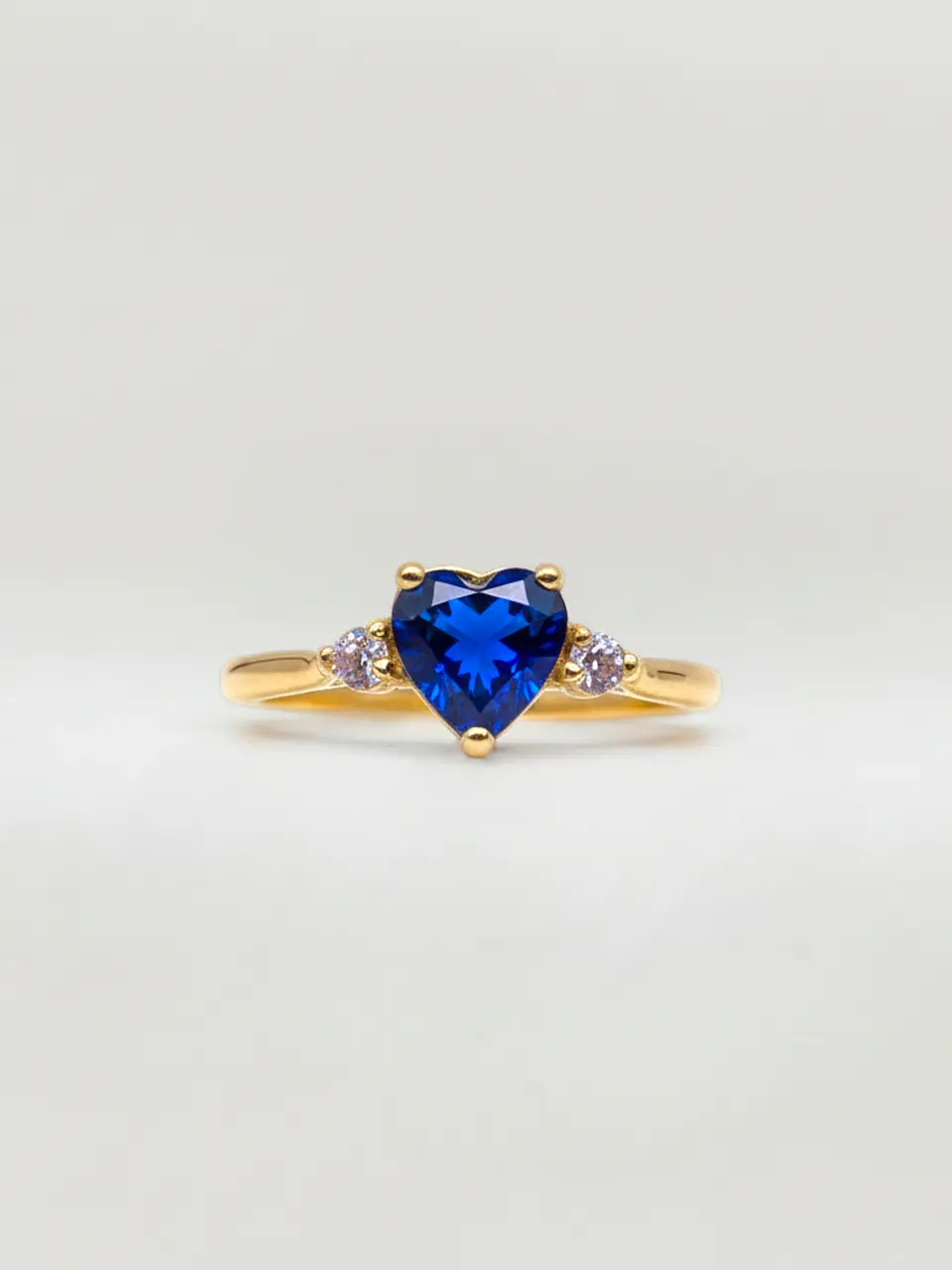 Anillo Princesa Corazón de Zafiro y Circones Oro 18k 5