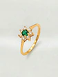 Anillo Roseta Esmeralda y Circones Real Oro 18k - Miniatura 5