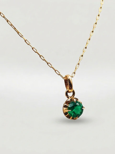Cadena Chatón Jardín de Esmeralda Oro 18k