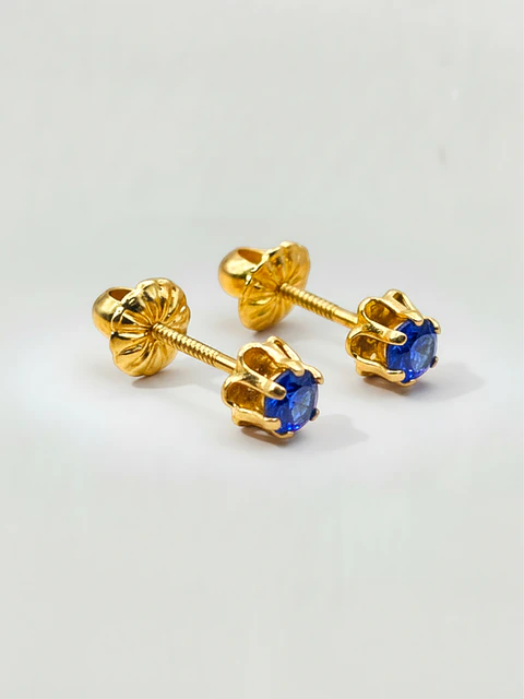 Aros Chatón Italiano Zafiro Mediano Oro 18k