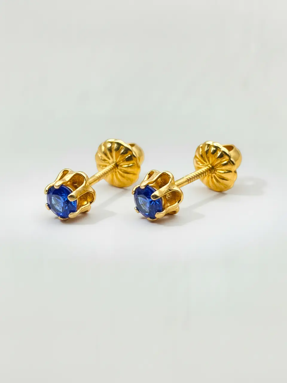 Aros Chatón Italiano Zafiro Mediano Oro 18k 3