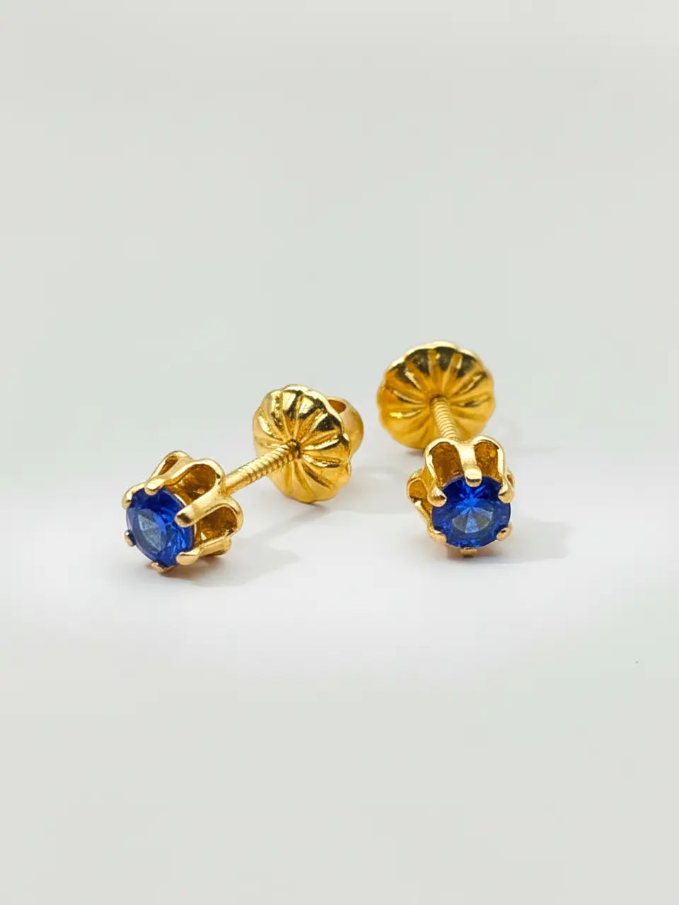 Aros Chatón Italiano Zafiro Mediano Oro 18k 4