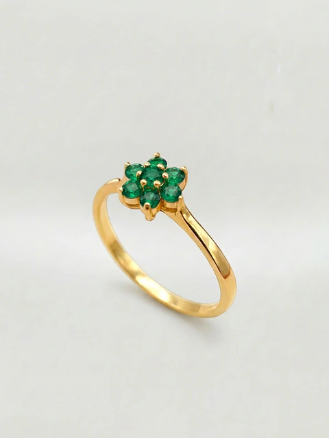 Anillo Roseta Jardín de Esmeraldas Oro 18k