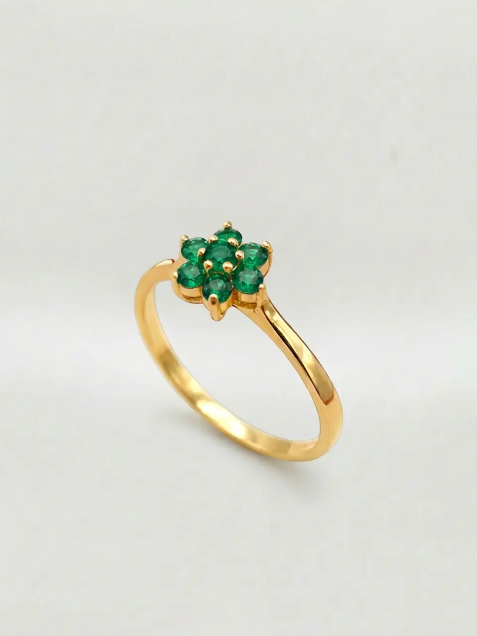 Anillo Roseta Jardín de Esmeraldas Oro 18k 2