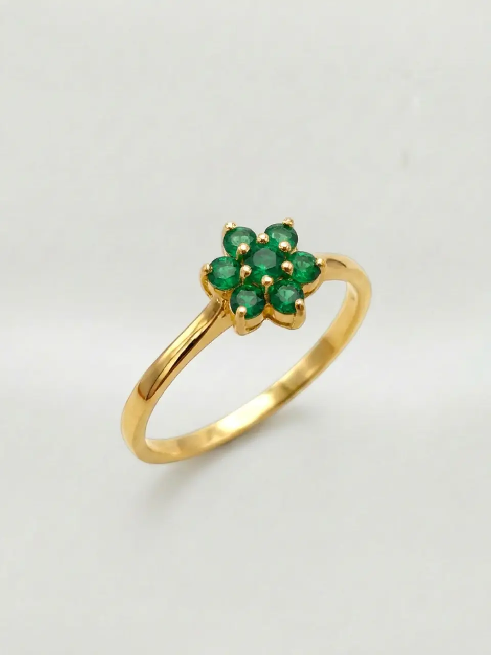 Anillo Roseta Jardín de Esmeraldas Oro 18k 3
