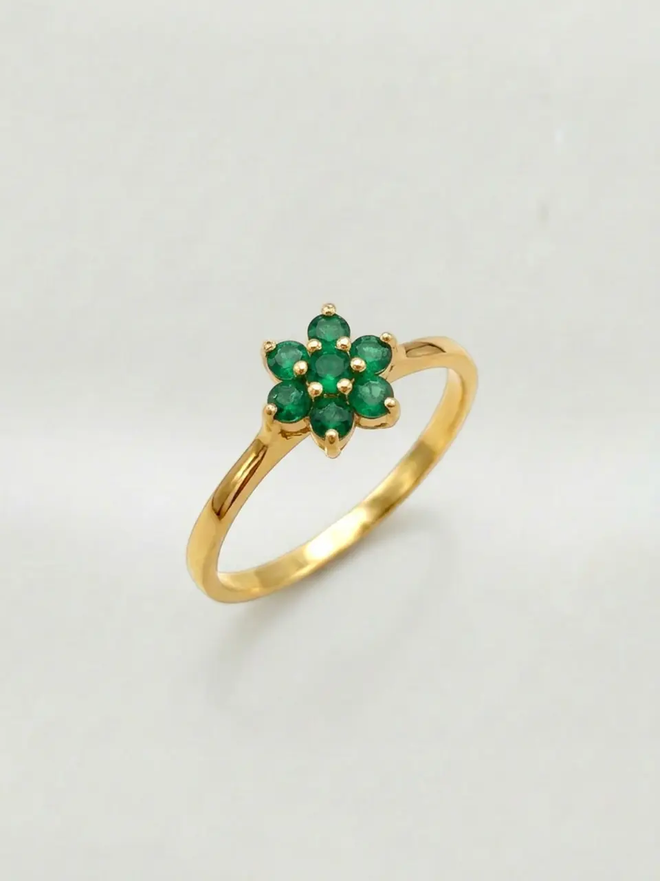 Anillo Roseta Jardín de Esmeraldas Oro 18k 4