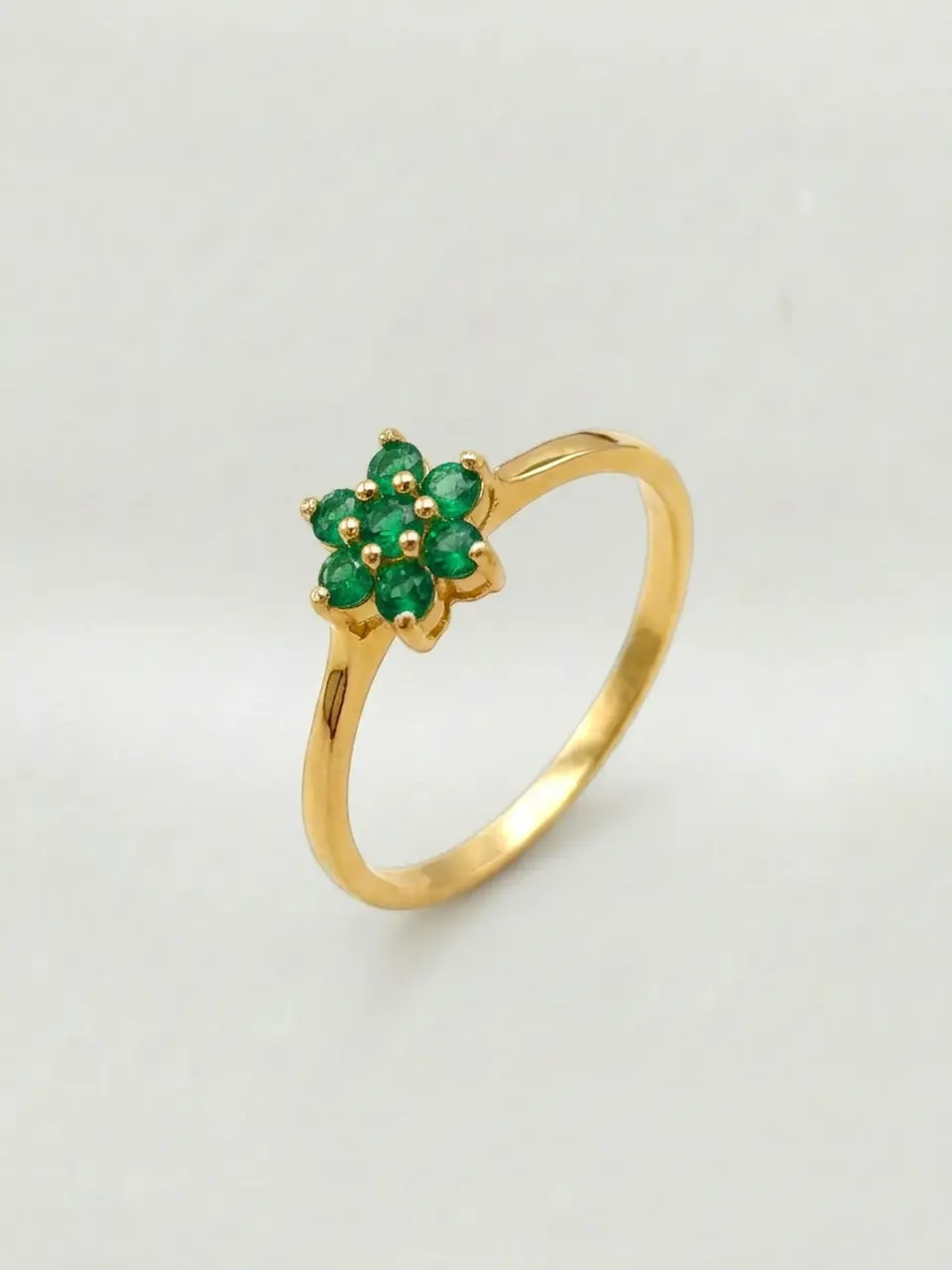 Anillo Roseta Jardín de Esmeraldas Oro 18k 5