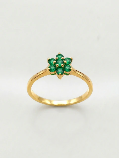 Anillo Roseta Jardín de Esmeraldas Oro 18k