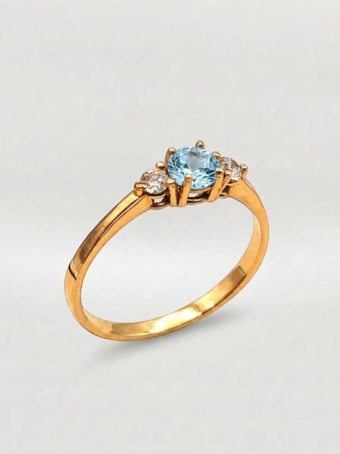 Anillo Princesa Mar Aguamarina y Circones Oro 18k