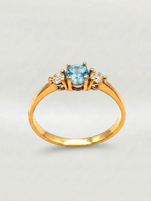 Anillo Princesa Mar Aguamarina y Circones Oro 18k