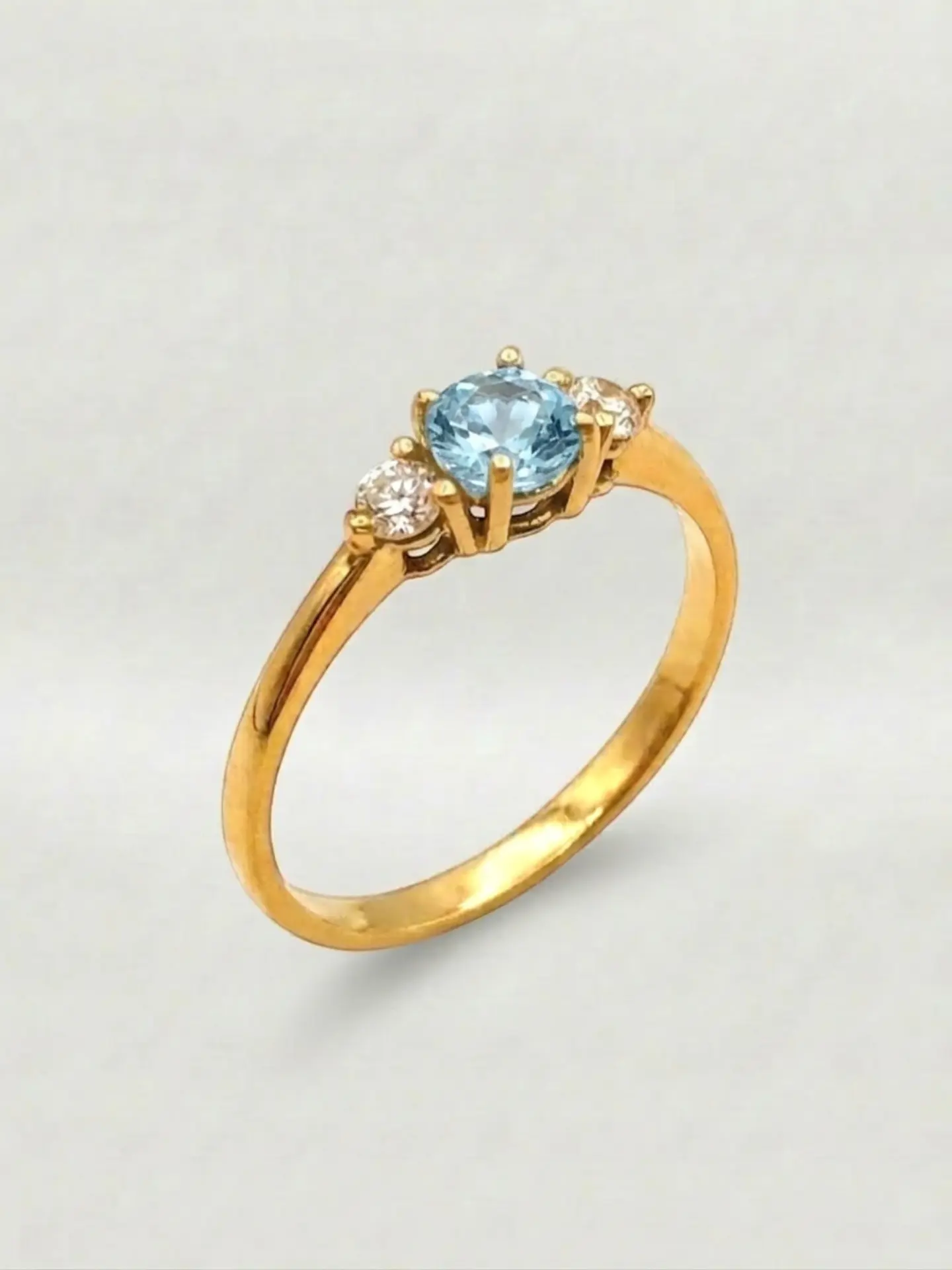 Anillo Princesa Mar Aguamarina y Circones Oro 18k 3