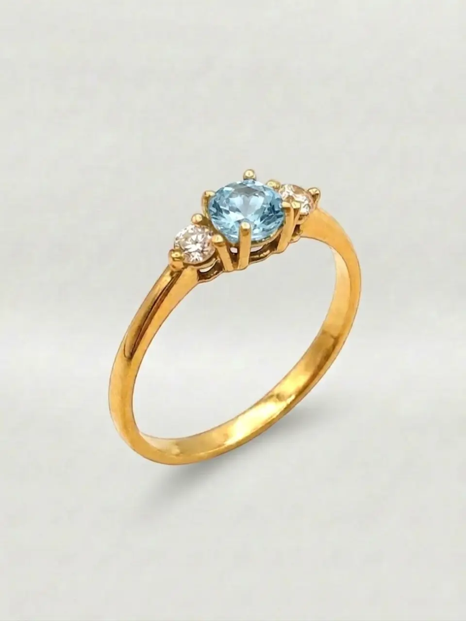 Anillo Princesa Mar Aguamarina y Circones Oro 18k 3