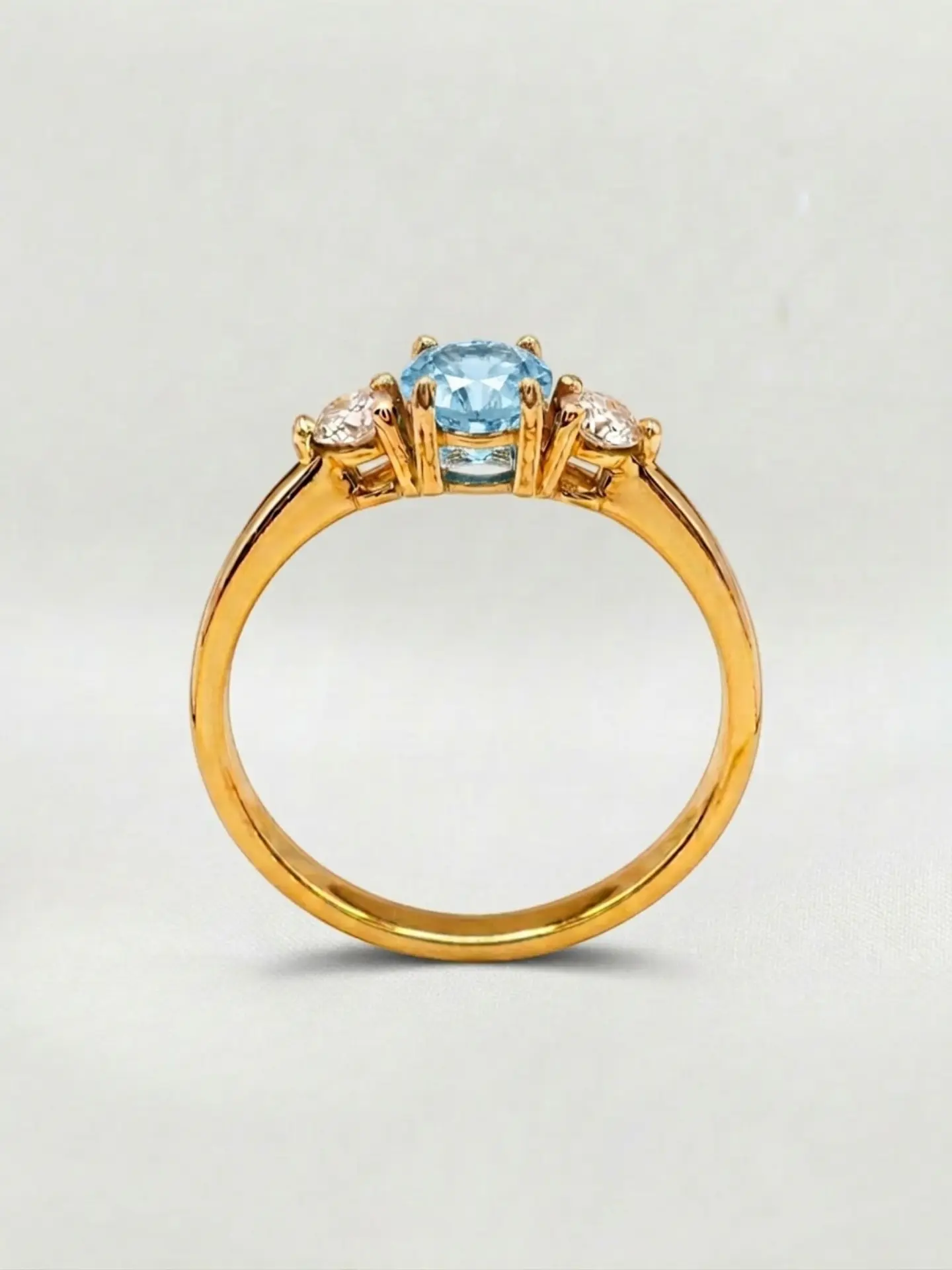 Anillo Princesa Mar Aguamarina y Circones Oro 18k 6