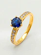 Anillo Solitario Cintillo Gala de Zafiro y Circones Oro 18k - Miniatura 3