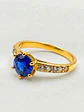 Anillo Solitario Cintillo Gala de Zafiro y Circones Oro 18k - Miniatura 4